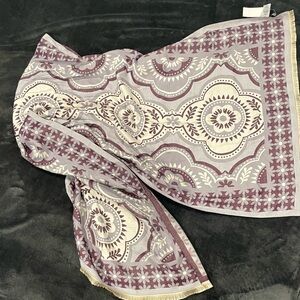 Ann Taylor Burgundy and Cream Floral Scarf